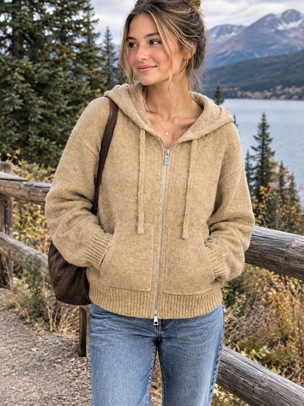 Zara Knit Zip-Up Hoodie size medium